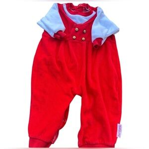 Vintage Healthtex Red Overalls with White Accents